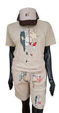 kakhi dirty rice short set men's