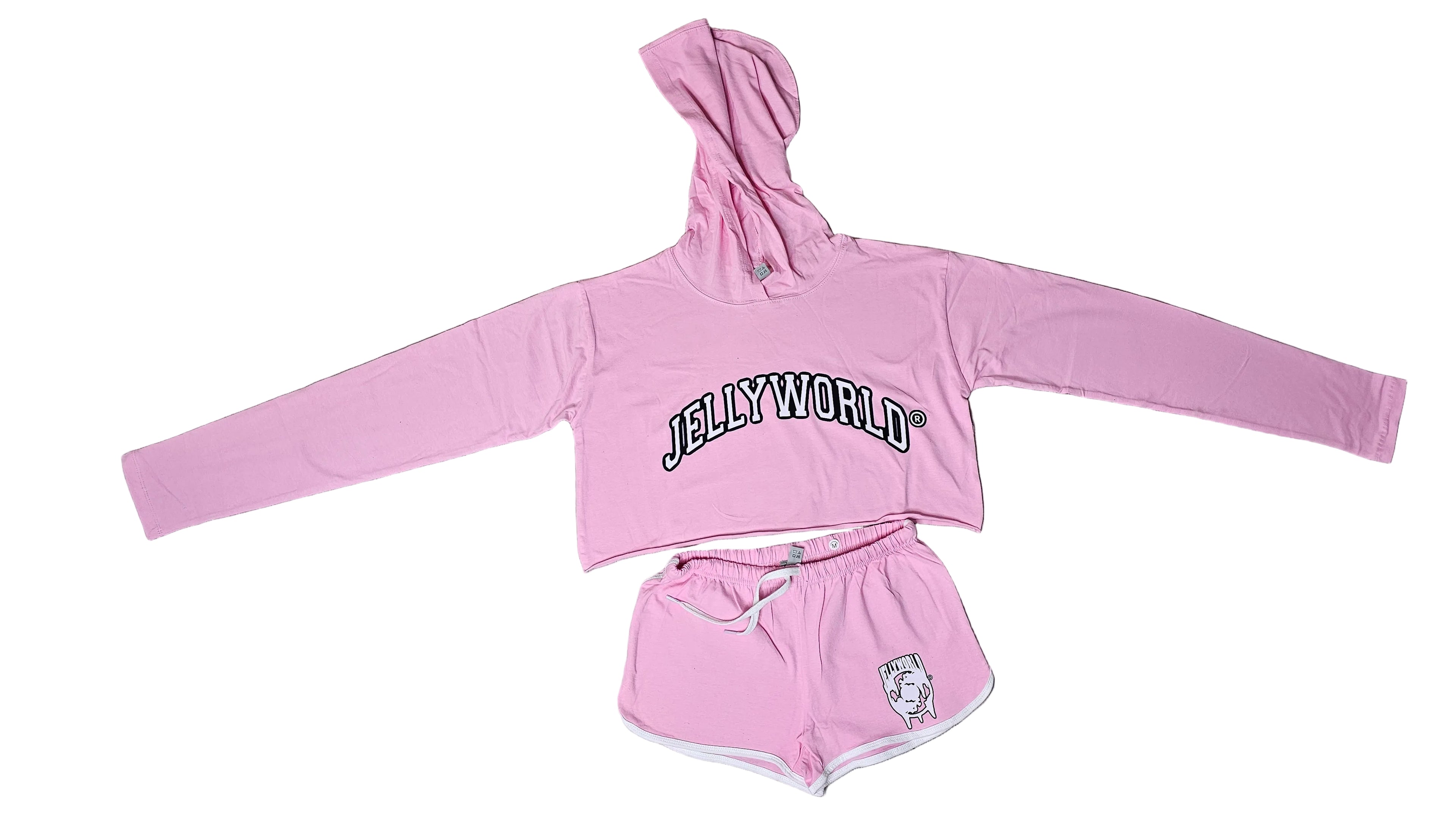 ladies pink jellyworld short set