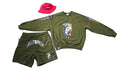 olive dirty rice collection sweater/shorts combo w/ bucket