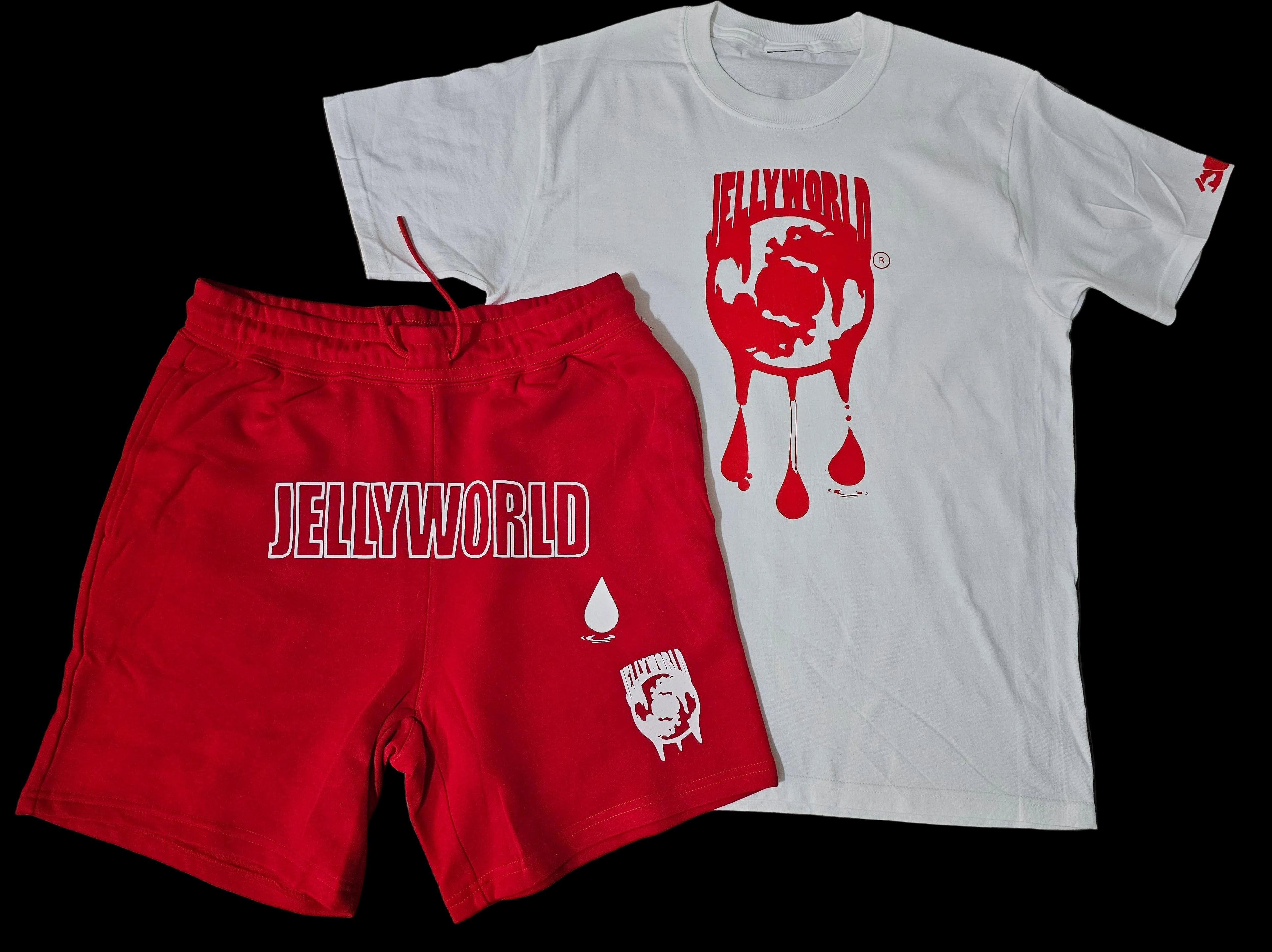 mens XL white shirt/red shorts w bucket hat